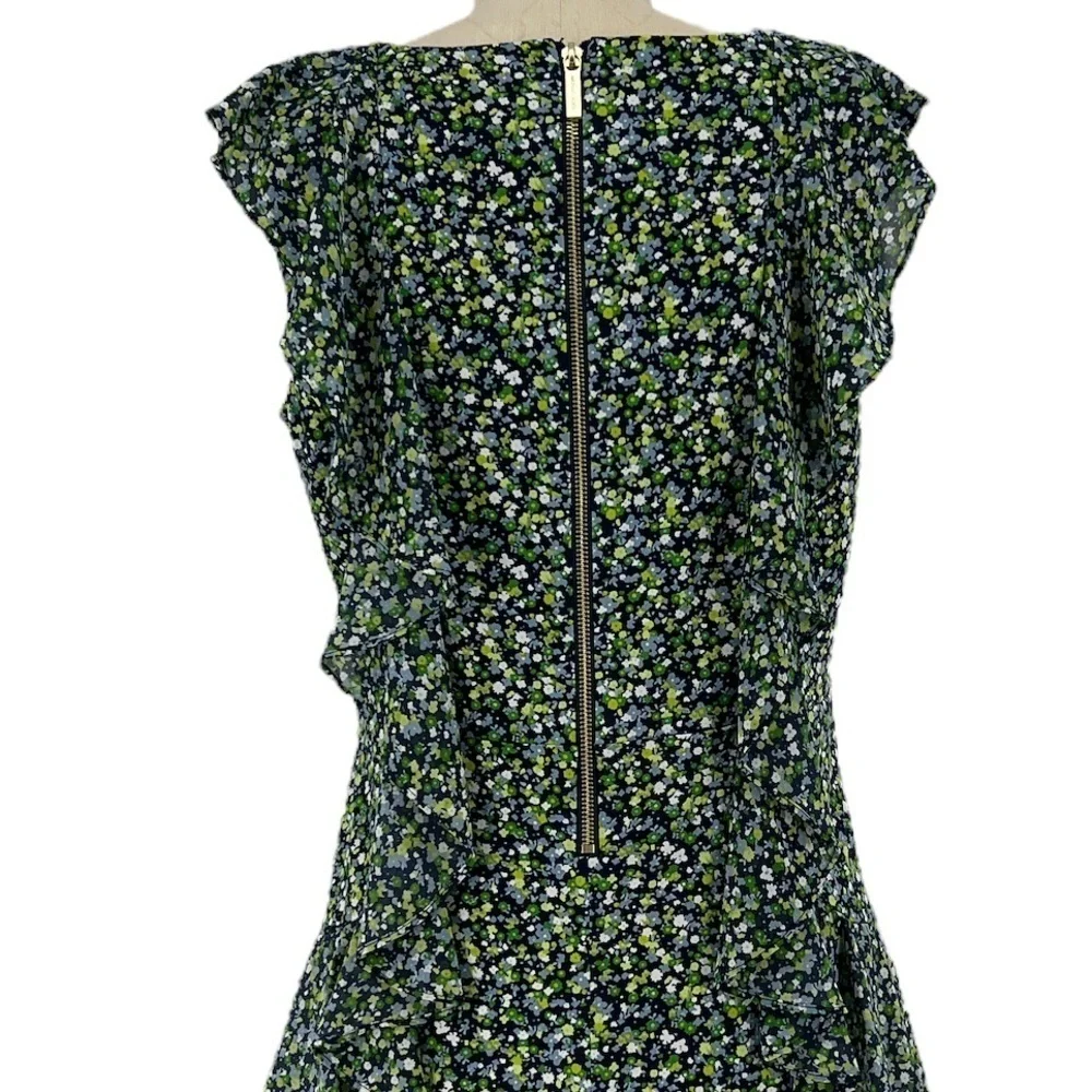 MICHAEL Michael Kors Wild Flower Cascade tiered ruffle Floral Dress SZ L